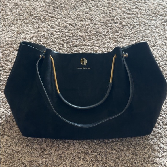 House of Harlow 1960 Black Leather Purse with Gold Zipper - Picture 2 of 5